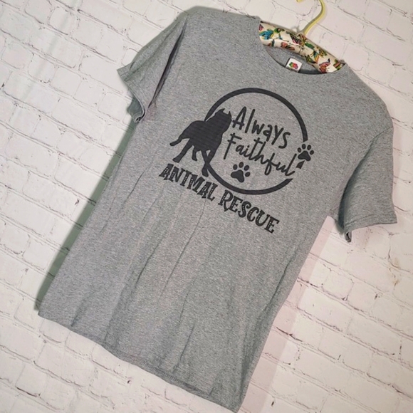 Always Faithful Animal Rescue Pitbull Bully Breed Gray Tee Tshirt Womens Size S - Picture 3 of 11